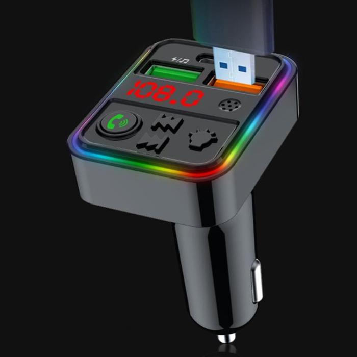 A-One Brand - Billaddare 25W 2xUSB-A 1xUSB-C med Musikspelare PDF18 - Svart