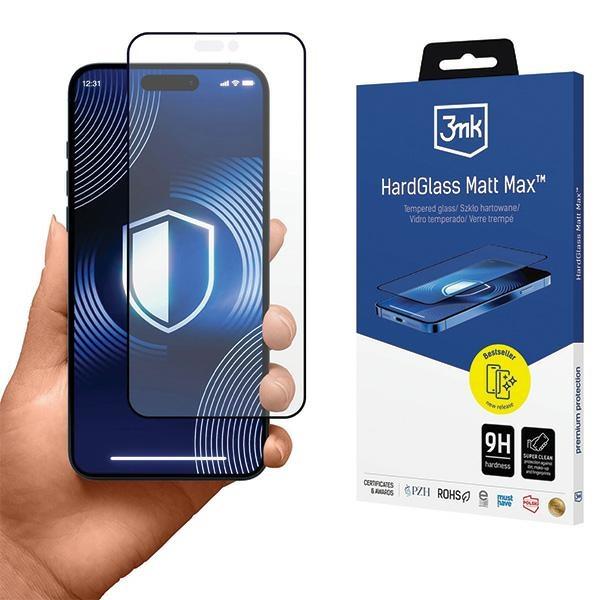 3mk iPhone 16 Pro Max Härdat Glas Skärmskydd Matt Max - Svart | 5468 | AlltMobil