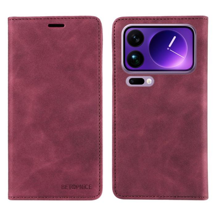 BETOPNICE - BETOPNICE Xiaomi 17 Pro Max Plånboksfodral Konstläder - Röd
