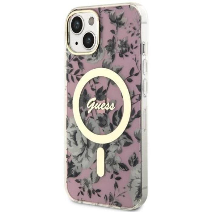 Guess - Guess iPhone 14 Mobilskal MagSafe Flower - Rosa