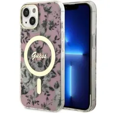 Guess - Guess Mobilskal till iPhone 14 MagSafe Flower - Rosa