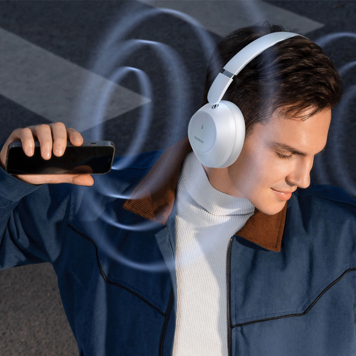 BASEUS - Baseus On-Ear Trådlösa Hörlurar Bluetooth 5.3 - Vit