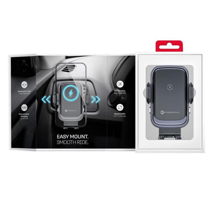 Forcell - Forcell Bilhållare till Luftventil med 15W Trådlös Laddning F-24 - Svart