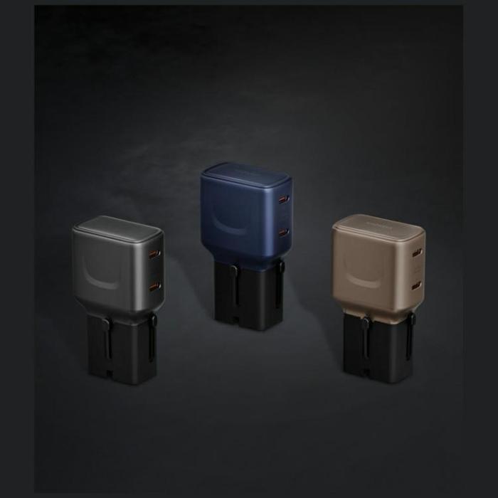 ENERGEA - Energea Snabbladdare 45W 2xUSB-C TravelGo - Guldsvart