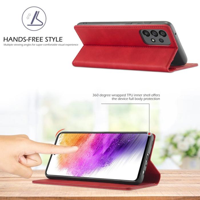 LC.imeeke - LC.IMEEKE Style Konstläder Plånboksfodral Samsung Galaxy A73 5G - Röd