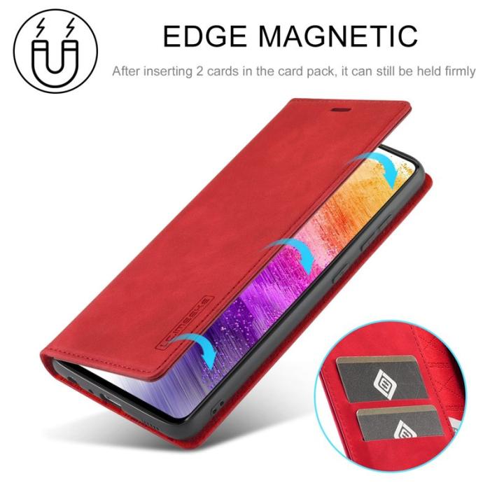 LC.imeeke - LC.IMEEKE Style Konstläder Plånboksfodral Samsung Galaxy A73 5G - Röd