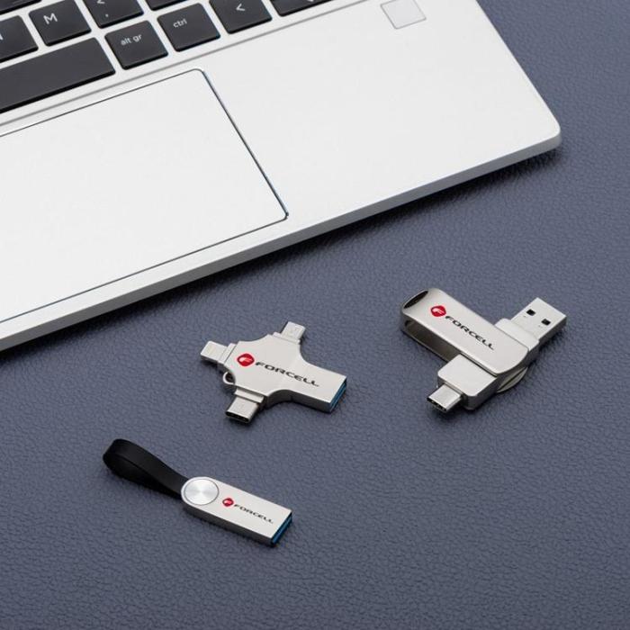Forcell - Forcell Pendrive 16GB USB 3.2 Gen 1(USB-A/USB-C/Lightning/Micro-USB)
