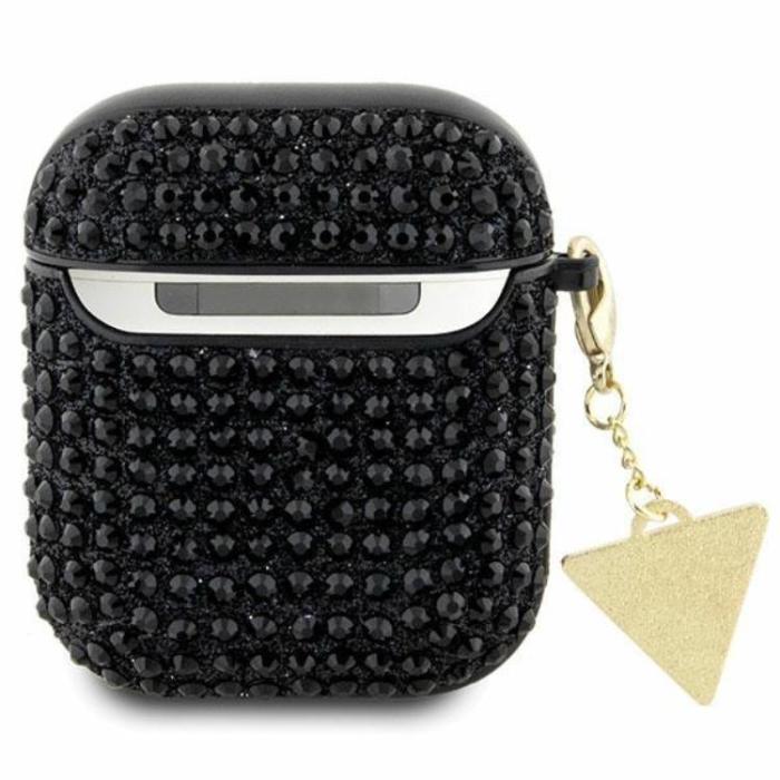 Guess - Guess AirPods 1/2 Skal Rhinestone Triangle Charm - Svart