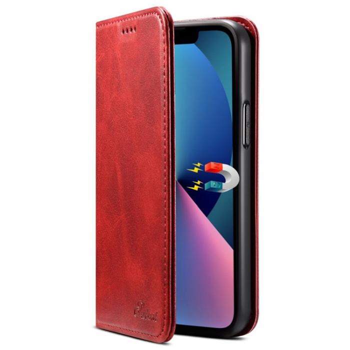 SUTENI - SUTENI iPhone 14 Pro Plånboksfodral Magnetic Kickstand - Röd