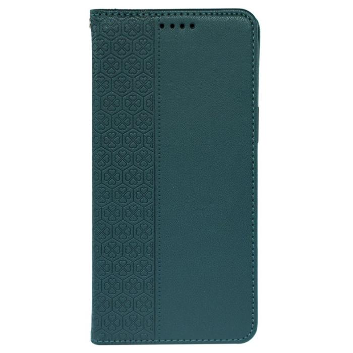 OEM - Samsung Galaxy S26 Fodral Fyrklöver Äkta Läder Flip - Grön