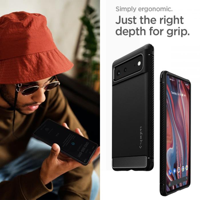 UTGATT1 - Spigen Rugged Armor Skal Pixel 6 - Matte Svart