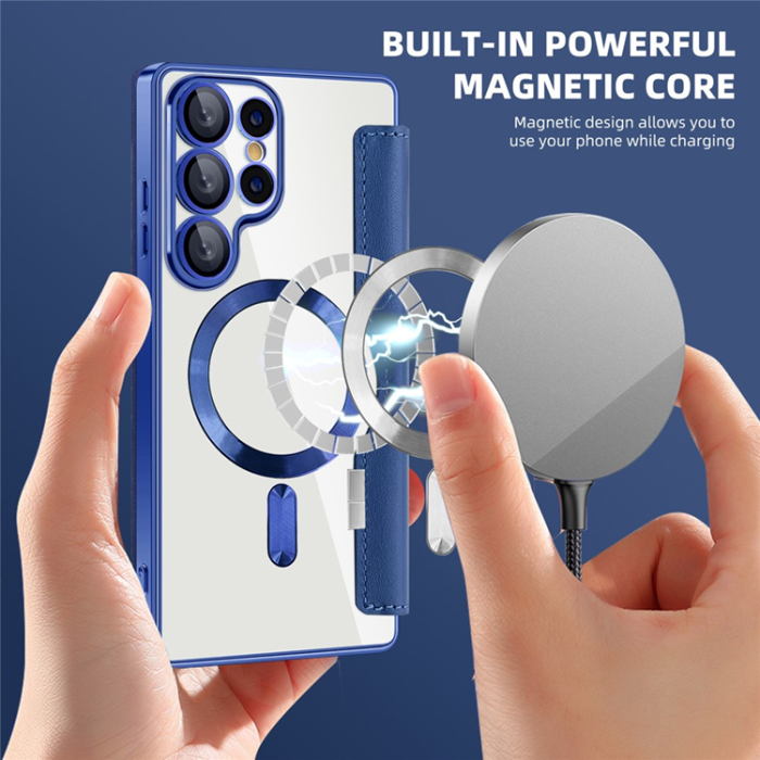A-One Brand - Galaxy S25 Ultra Plånboksfodral MagSafe RFID Blocking - Safir