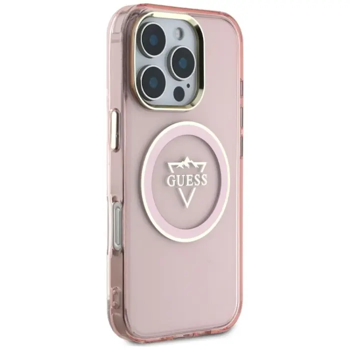 Guess - Guess iPhone 16 Pro Mobilskal MagSafe IML Mountain Logo - Rosa