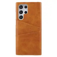 OEM - Kortplats Läder Skal Galaxy S22 Plus - Brun