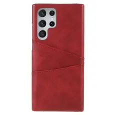 OEM - Kortplats Läder Skal Galaxy S22 Plus - Röd