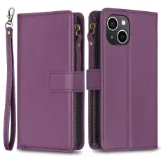 OEM - iPhone 15 Plus Plånboksfodral Zipper Flip - Lavender