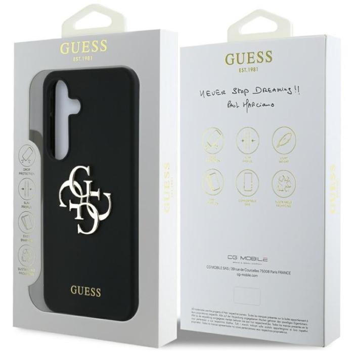 Guess - Guess Galaxy S25 Mobilskal Silikon Big 4G Bottom Script - Svart