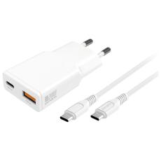 4smarts - 4smarts Snabbladdare 20W 1xUSB-C 1xUSB-A GaN med Kabel - Vit