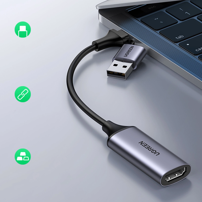 Ugreen - Ugreen USB-A/USB-C till HDMI Adapter - Grå