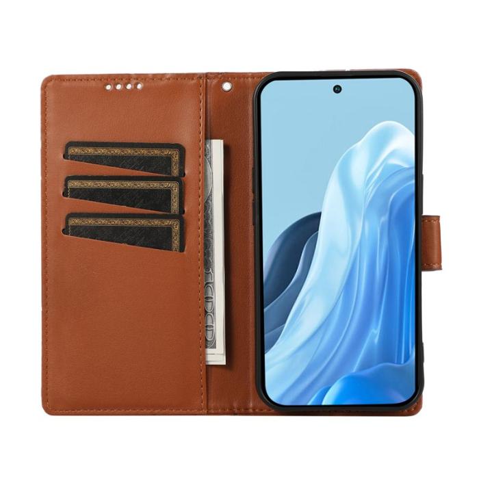 OEM - Line Samsung Galaxy S26 Fodral Imprint Läder med Handrem - Brun