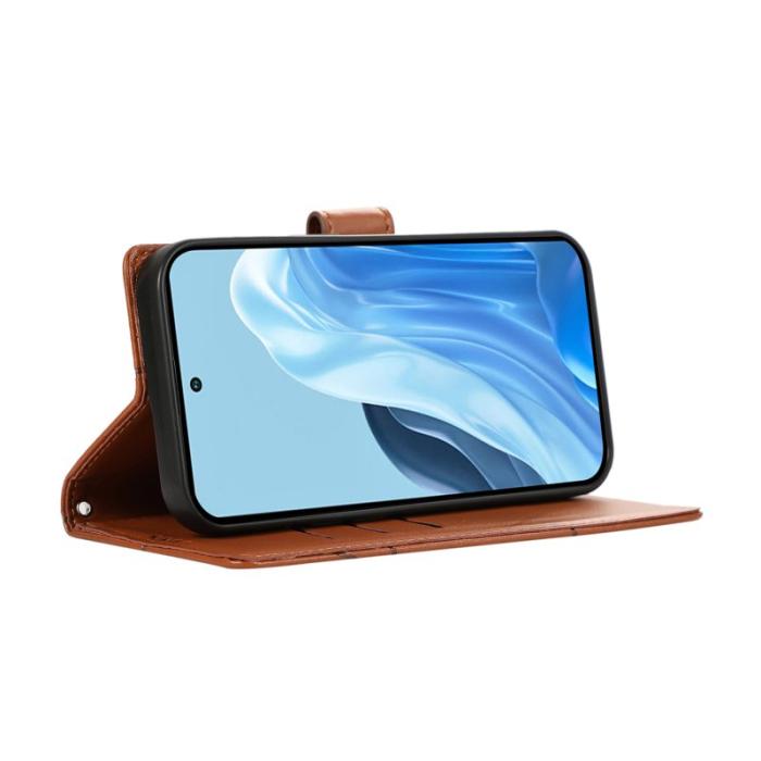 OEM - Line Samsung Galaxy S26 Fodral Imprint Läder med Handrem - Brun