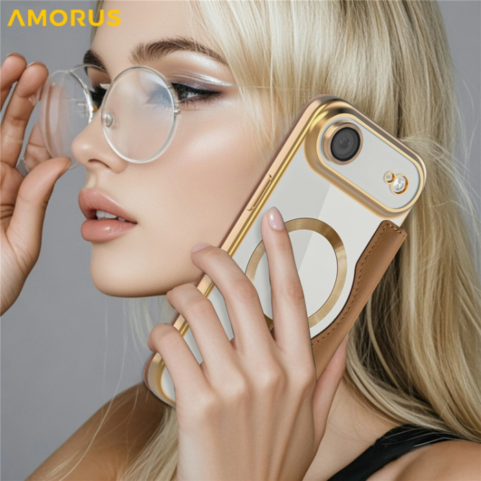 Amorus - AMORUS iPhone Air Plånboksfodral MagSafe RFID - Brun