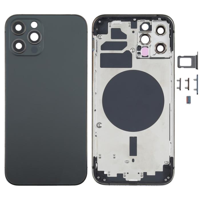 UTGATT1 - iPhone 12 Pro Komplett Baksida i Glas med Ram - Svart
