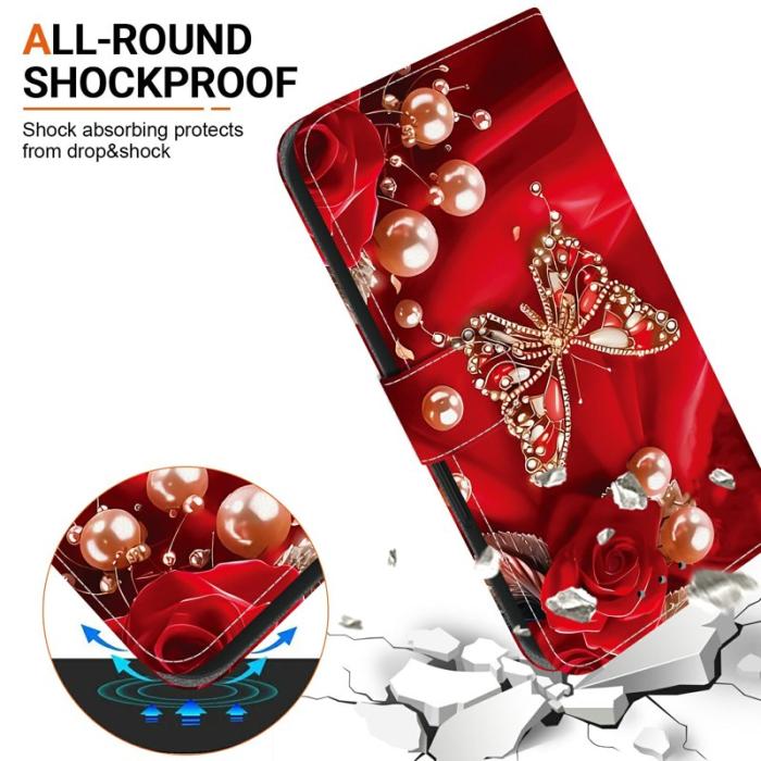 OEM - Samsung Galaxy S26 / S26 Pro Fodral Äkta Läder Ställ - Pearl Butterfly Rose