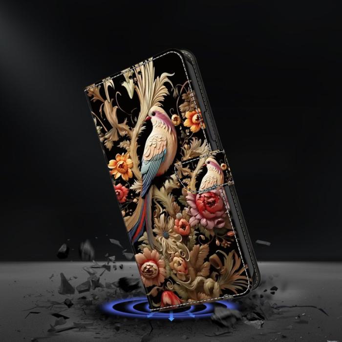 OEM - Samsung Galaxy S26 Plånboksfodral Konstläder - Vintage Blomma och Fågel