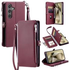 OEM - Samsung Galaxy S26 Plus Pl&aring;nboksfodral TPU + Konstl&auml;der - Vinr&ouml;d