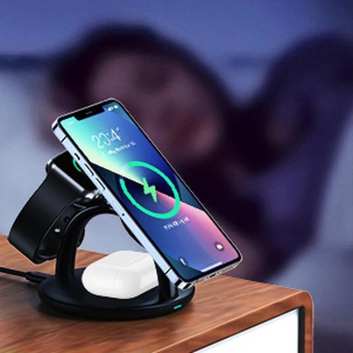 Choetech - Choetech 3-in-1 Trådlös Laddare iPhone, Apple Watch, AirPods - Svart