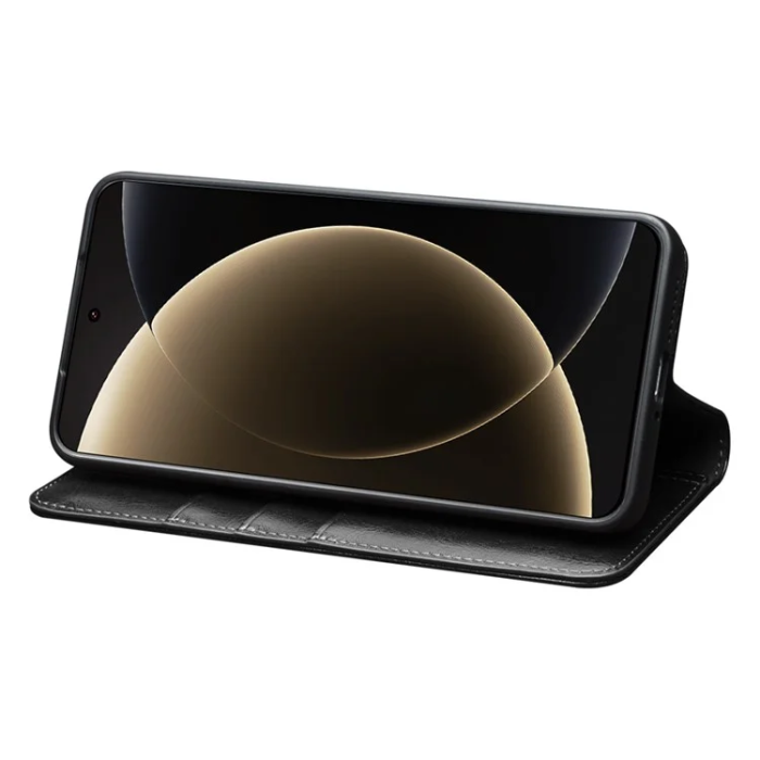 QIALINO - QIALINO Xiaomi 15 Ultra Plånboksfodral Äkta Läder Cow - Svart
