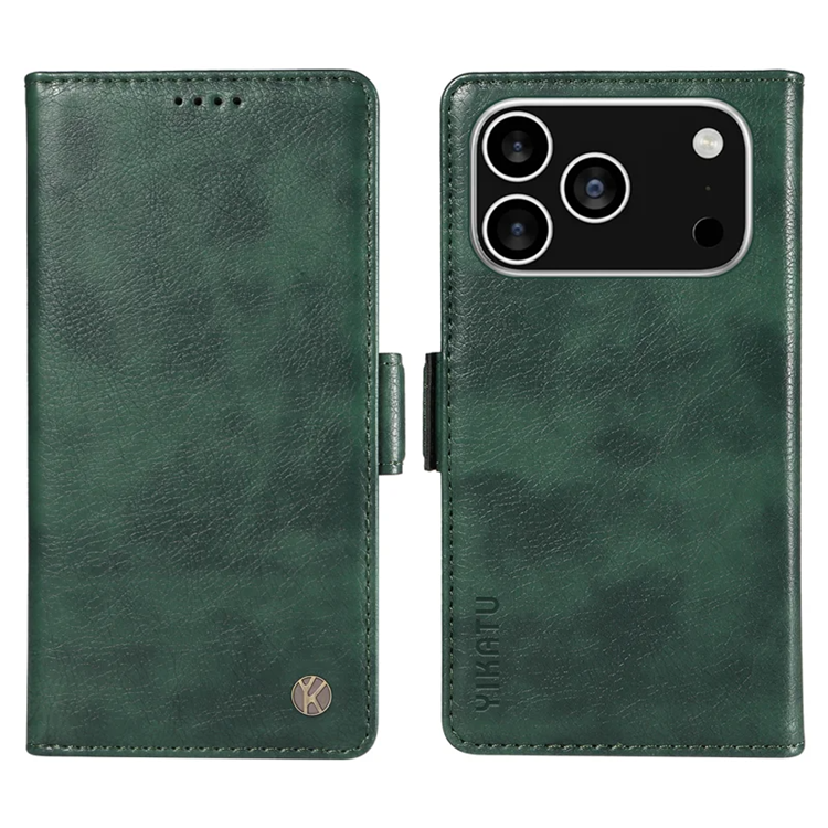 YIKATU iPhone 17 Pro Plånboksfodral Litchi Texture - Grön | 2353 | AlltMobil