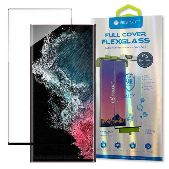 UTGATT5 - Bestsuit 3D Edge Nano Flexi Härdat glas Galaxy S22 Ultra
