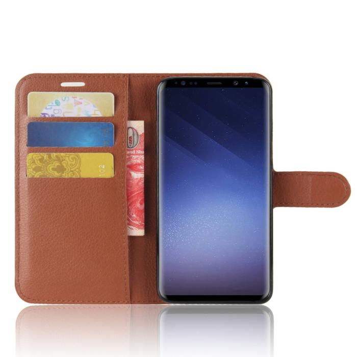 A-One Brand - Litchi Plånboksfodral till Samsung Galaxy S9 - Brun