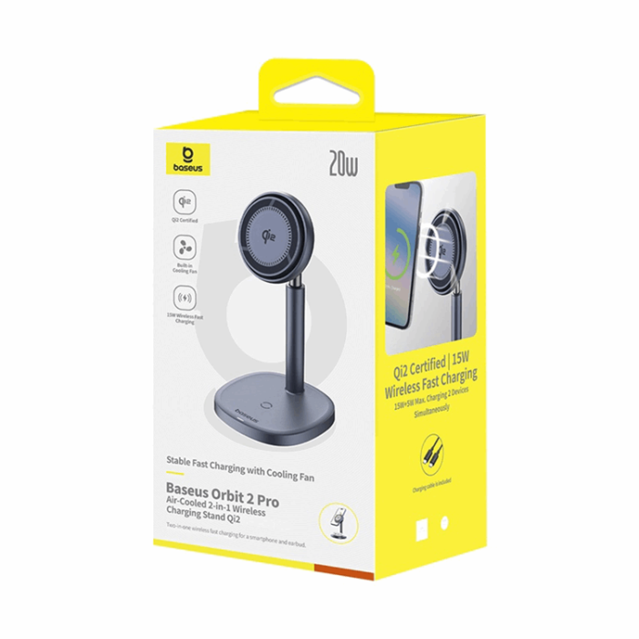 BASEUS - Baseus Qi2 20W MagSafe Trådlös Laddare 2-i-1 Orbit 2 Pro