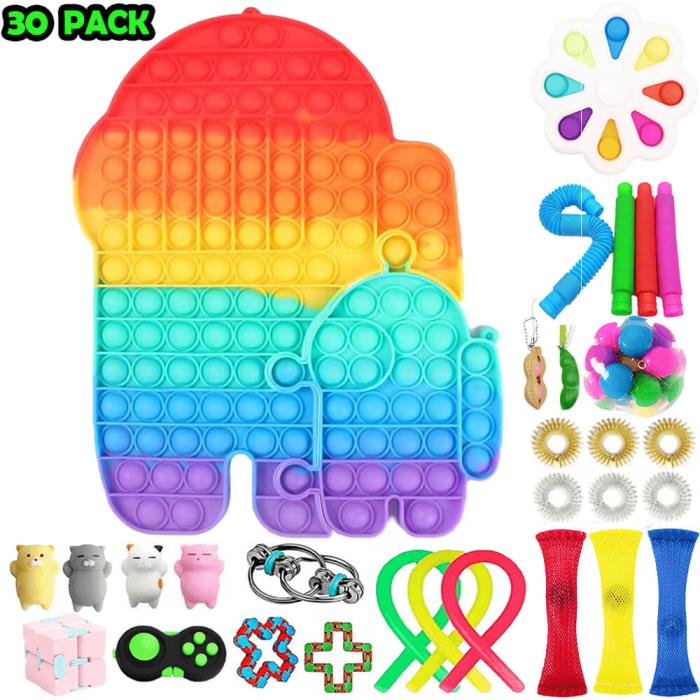 UTGATT1 - Adventskalender 2023 - MEGA AmongUs Pack - Fidget Pop it Toys för Vuxna & Barn