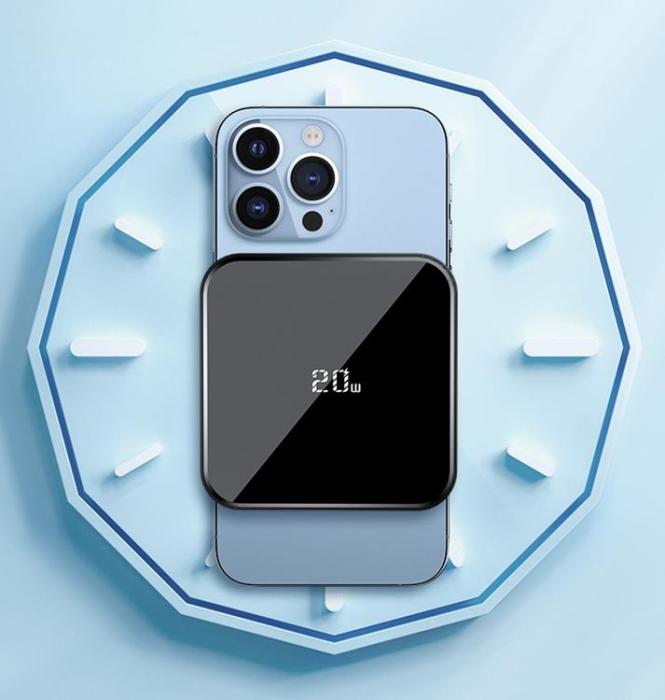 A-One Brand - Ultra-thin Aluminum Alloy Square Trådlös Laddare 20W - Svart