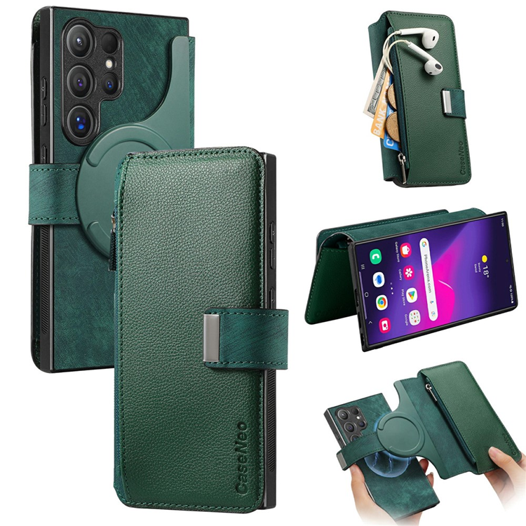 Caseneo Plånboksfodral För Galaxy S26 Ultra Magnetic Läder - Grön | 2353 | AlltMobil