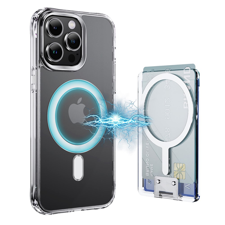 Universal Magnetisk Mobil Korthållare med Kickstand RFID Transparent - Silver (Silver) | 2353 | AlltMobil