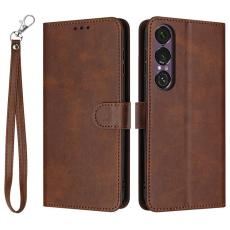 A-One Brand - Sony Xperia 1 VII Plånboksfodral Calf Texture Med Rem - Brun