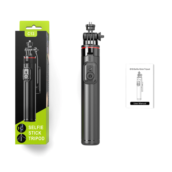 OEM - Selfiestick Teleskopstativ 1.3m Med Mobilhållare - Svart