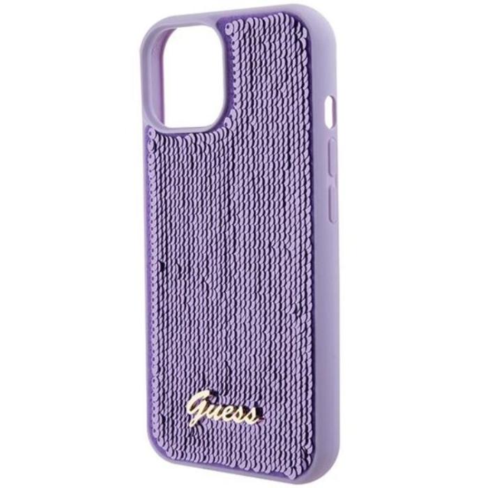 Guess - Guess iPhone 15 Mobilskal Sequin Script Metal - Lila