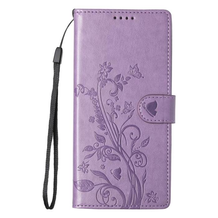 A-One Brand - Xiaomi 17 Pro Plånboksfodral Floral Imprint Med Handledsrem - Lila