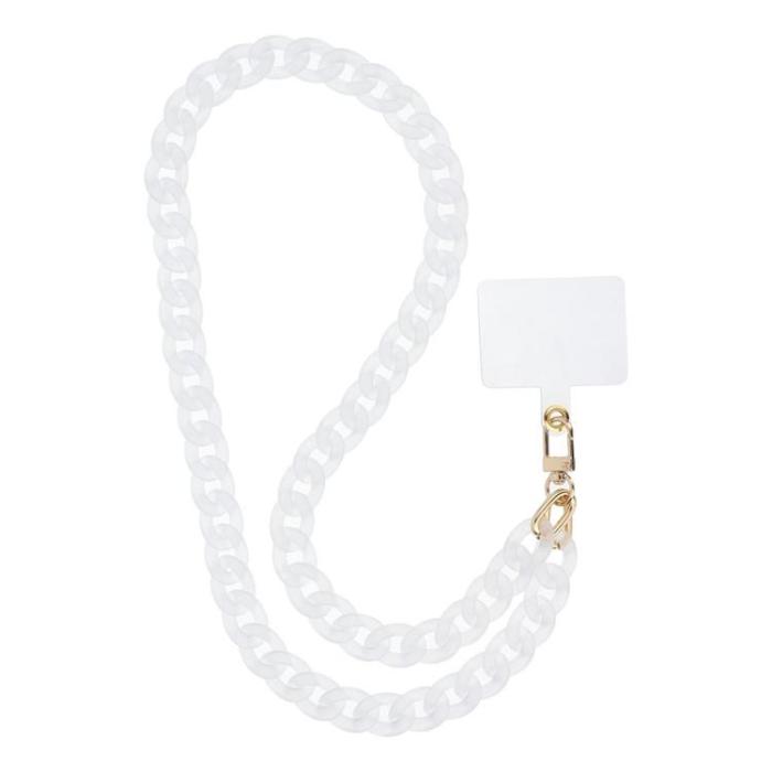 A-One Brand - PANAMA Lång Mobilrem Lanyard 80cm (40cm i öglan) - Vit