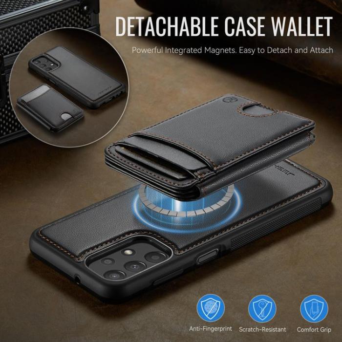 OEM - JEEHOOD Samsung Galaxy A13 4G/5G Mobilskal Konstläder med Kortfack - Svart