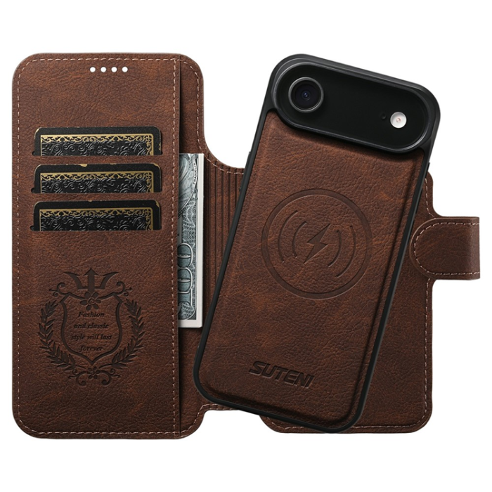 SUTENI - SUTENI iPhone Air Plånboksfodral Detachable Q-05 - Brun