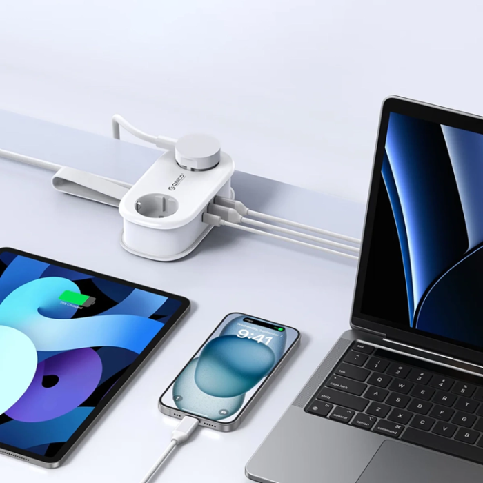 ORICO - Orico 5in1 Grenuttag 20W GaN 2xUSB-A 1xUSB-C 2xAC AP3 - Vit
