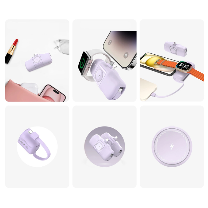 UTGATT - Wozinsky USB-C Mini Powerbank 15W 5000mAh - Lila