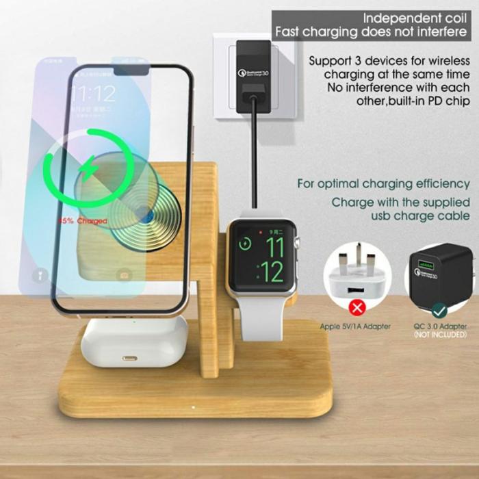 OEM - RX-2201 3-i-1 Magnetisk Trådlös Laddare för Apple Watch, iPhone, AirPods